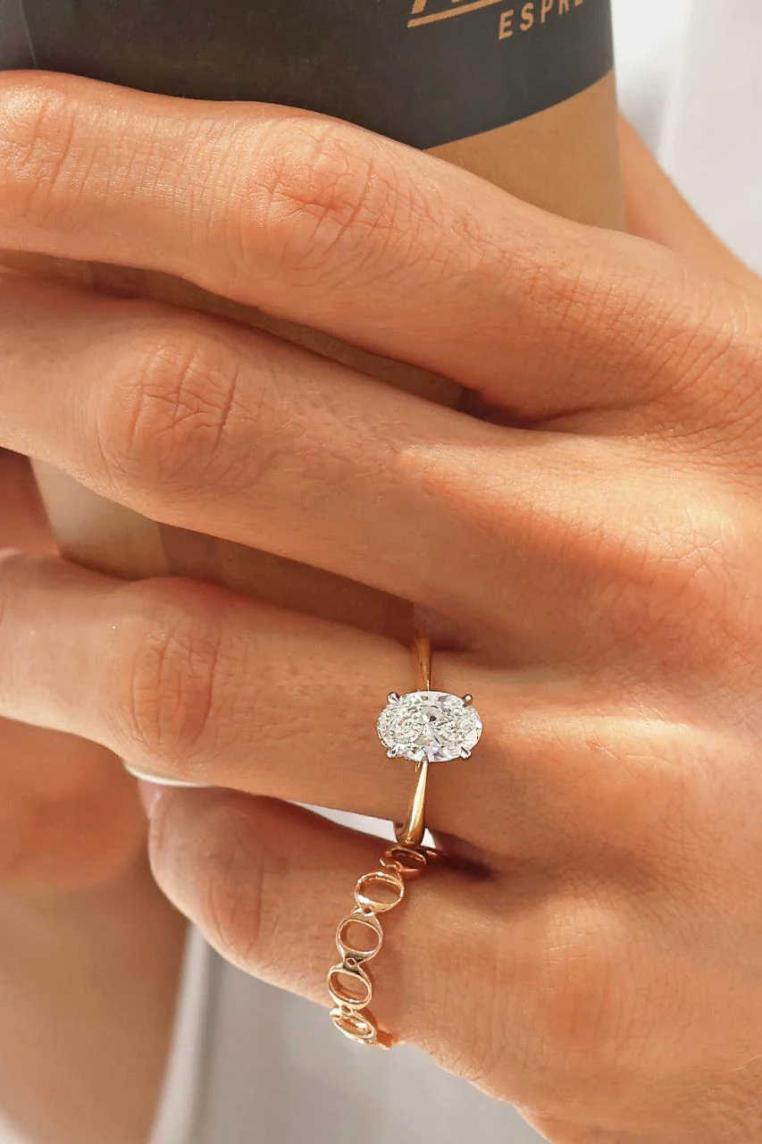MILAN 18ct yellow and white gold 1.51ct D VS2 oval diamond hidden halo engagement ring - Image 2