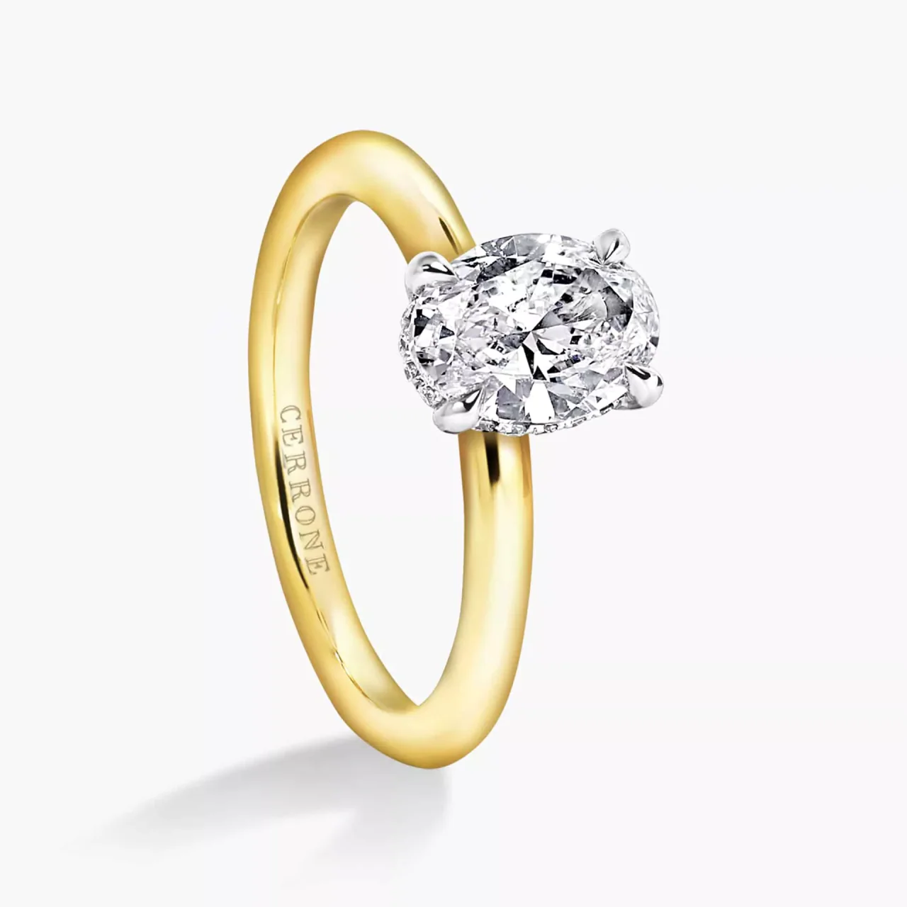 MILAN 18ct yellow and white gold 1.51ct D VS2 oval diamond hidden halo engagement ring - Image 4