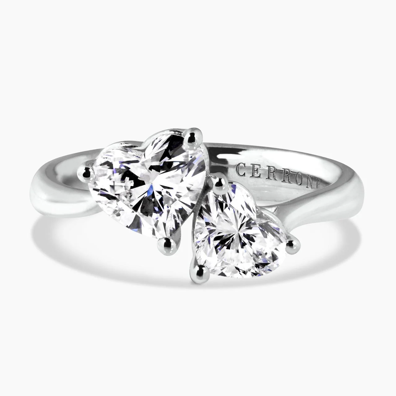 18ct white gold 1.00ct and 0.70ct heart shape diamonds engagement ring
