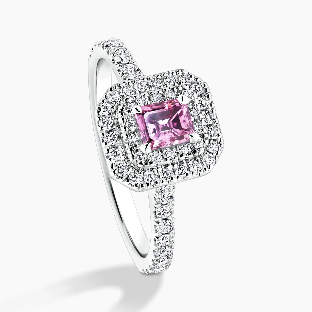 18ct white gold 0.36ct 5PP P2 Argyle emerald cut pink diamond engagement ring - Image 3