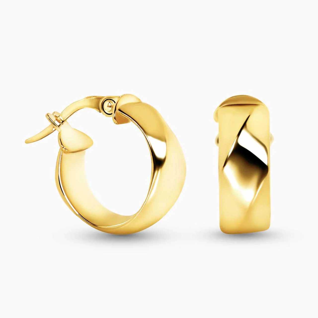 18ct yellow gold hollow faceted hoop earrings