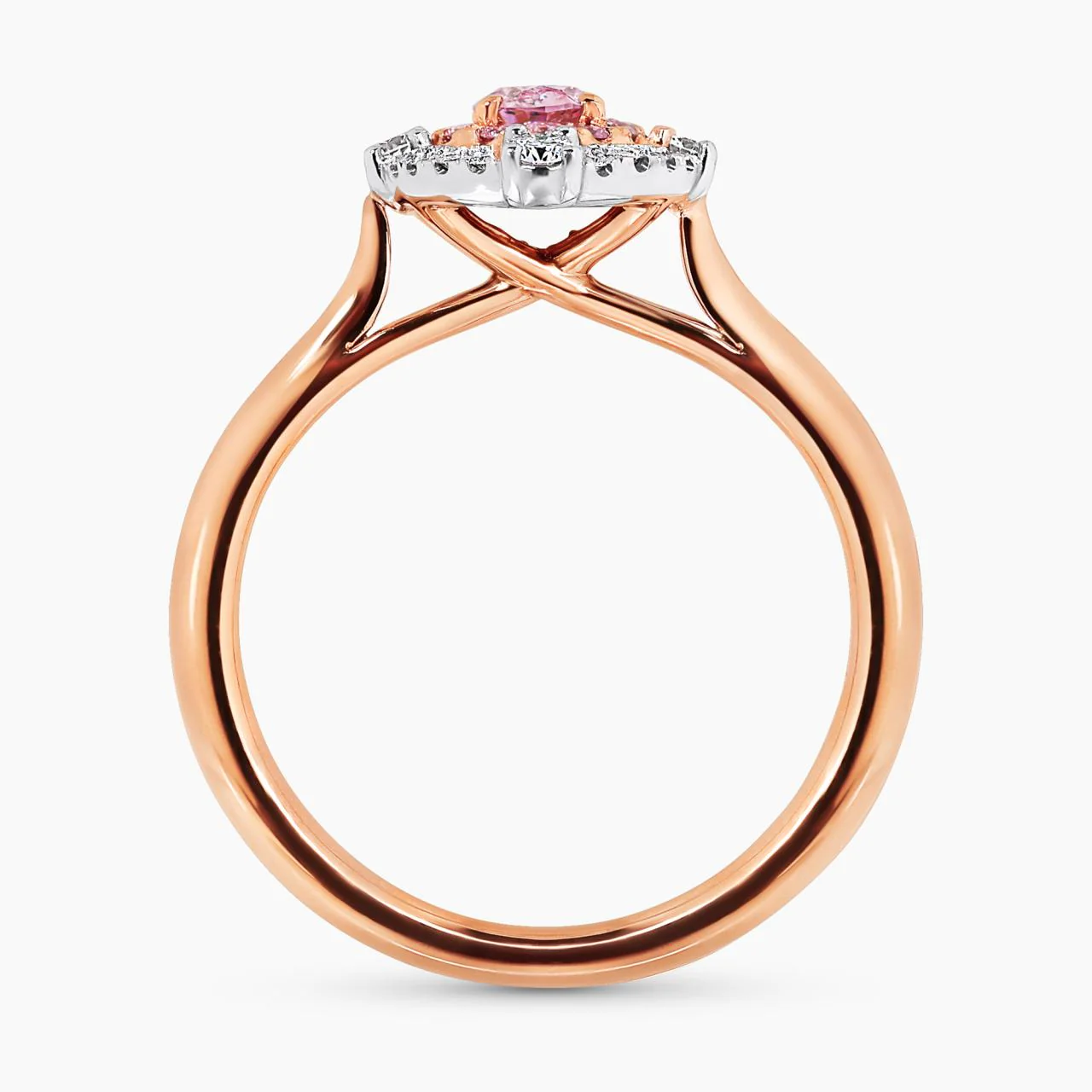 ROSELIA 18ct rose and white gold 0.23ct oval shaped brilliant cut fancy intense purple pink P1 diamond halo engagement ring GIA Cert - Image 3