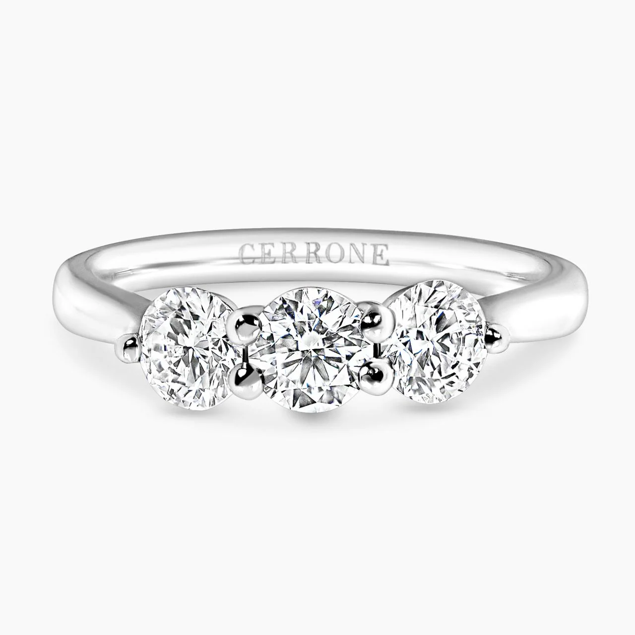 18ct white gold 3=1.01ct round brilliant cut diamonds engagement ring in a claw setting