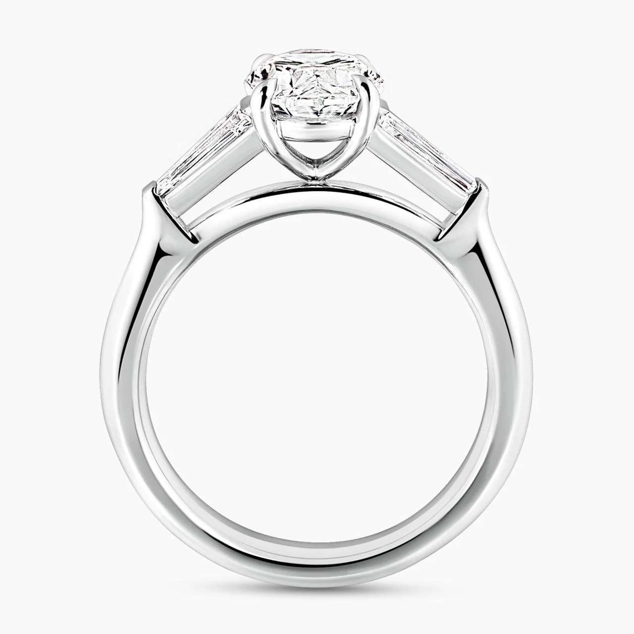 18ct white gold 1.80ct oval brilliant cut diamond engagement ring features 2=0.46ct tapered baguette diamonds GIA Cert - Image 4