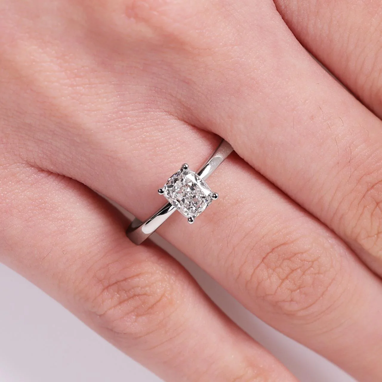 18ct white gold cushion cut diamond solitaire engagement ring in a four claw setting GIA Cert - Image 2