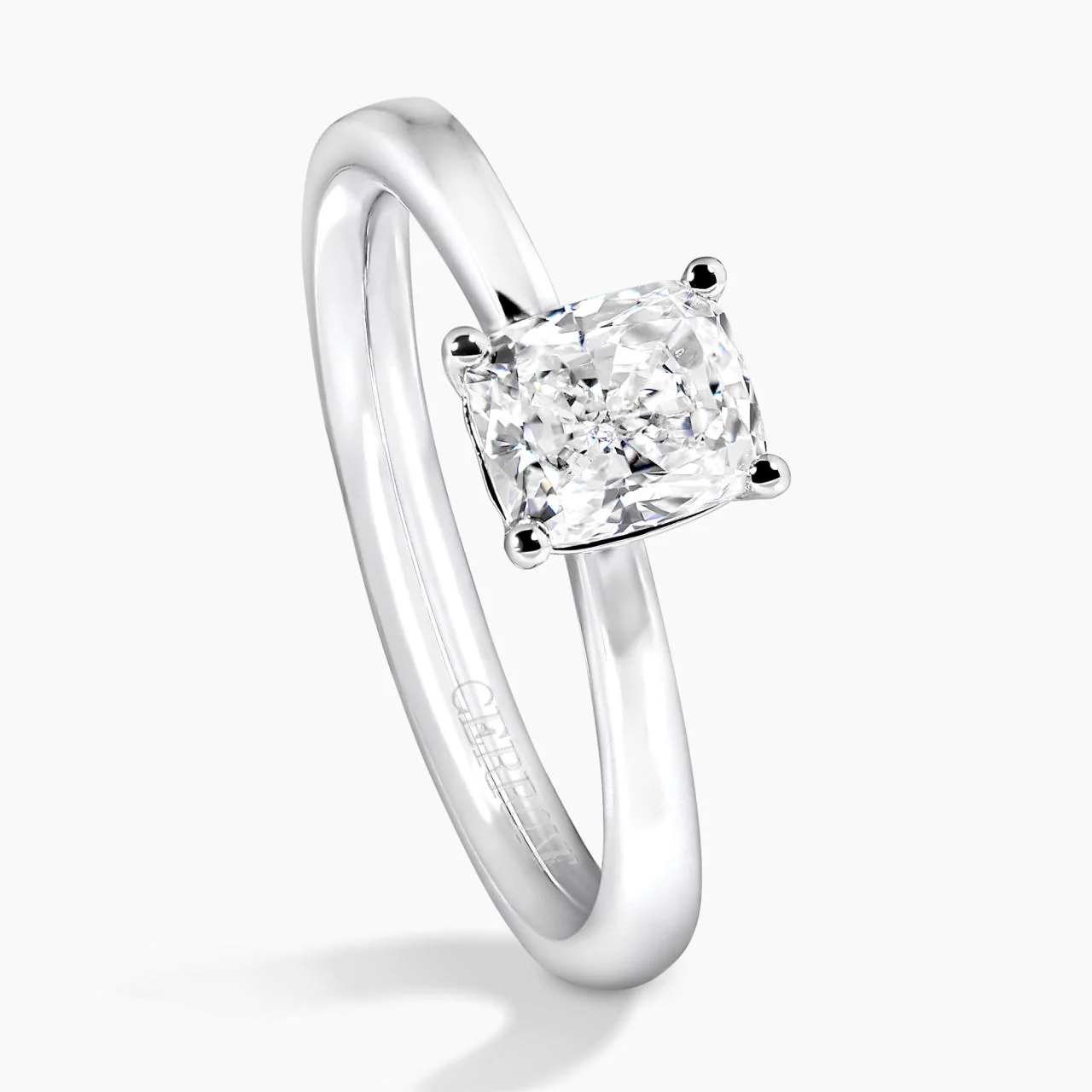 18ct white gold cushion cut diamond solitaire engagement ring in a four claw setting GIA Cert - Image 3