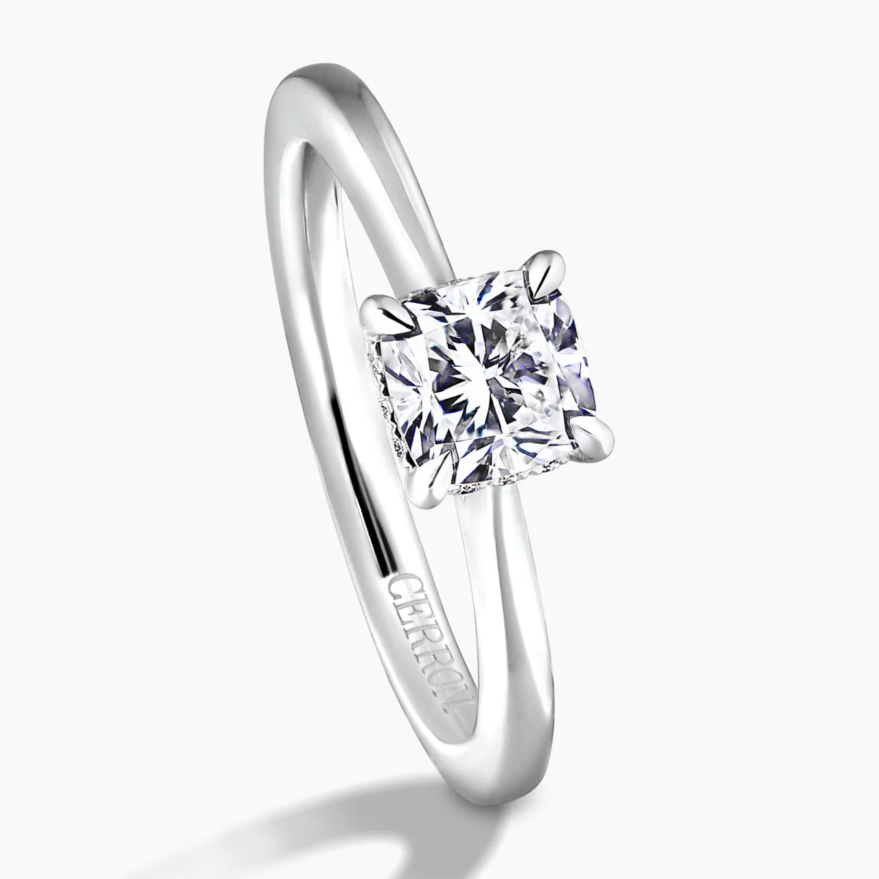 18ct white gold 0.80ct cushion cut diamond and 12=0.05ct round brilliant cut diamonds engagement ring with hidden halo GIA Cert - Image 3