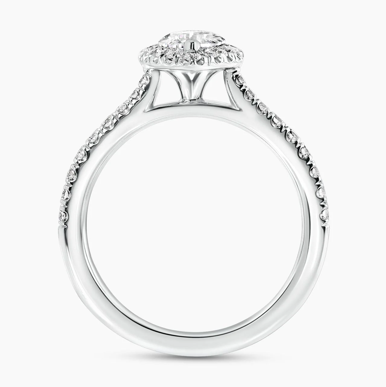 18ct white gold marquise diamond engagement ring with halo - Image 2