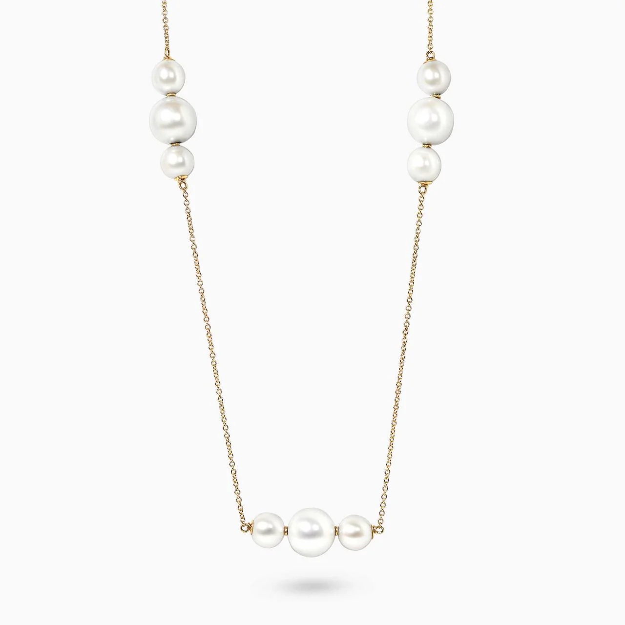 18ct yellow gold 80cm fresh water pearls necklace