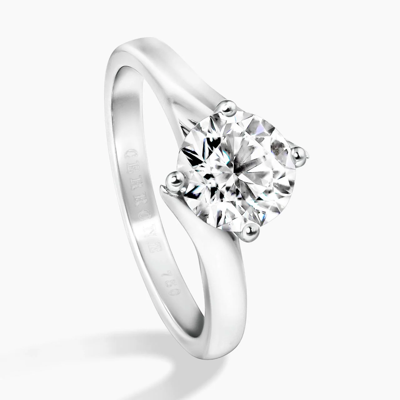 AMALFI 18ct white gold 1.20ct round brilliant cut diamond solitaire twist ring