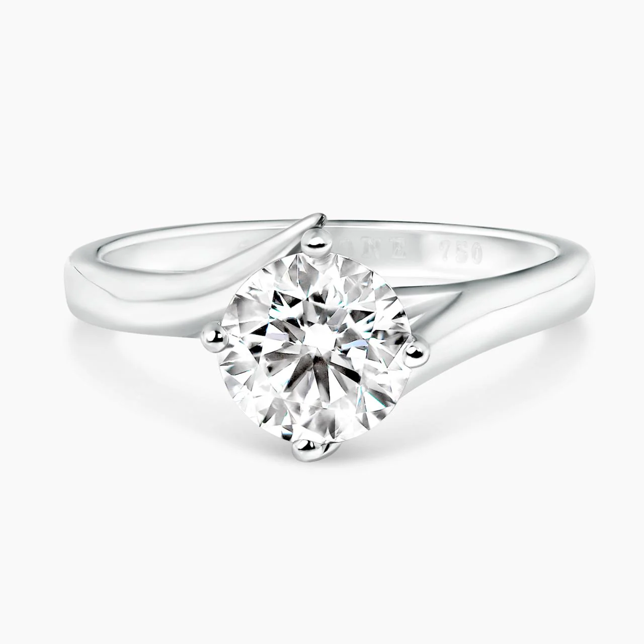 AMALFI 18ct white gold 1.20ct round brilliant cut diamond solitaire twist ring - Image 3