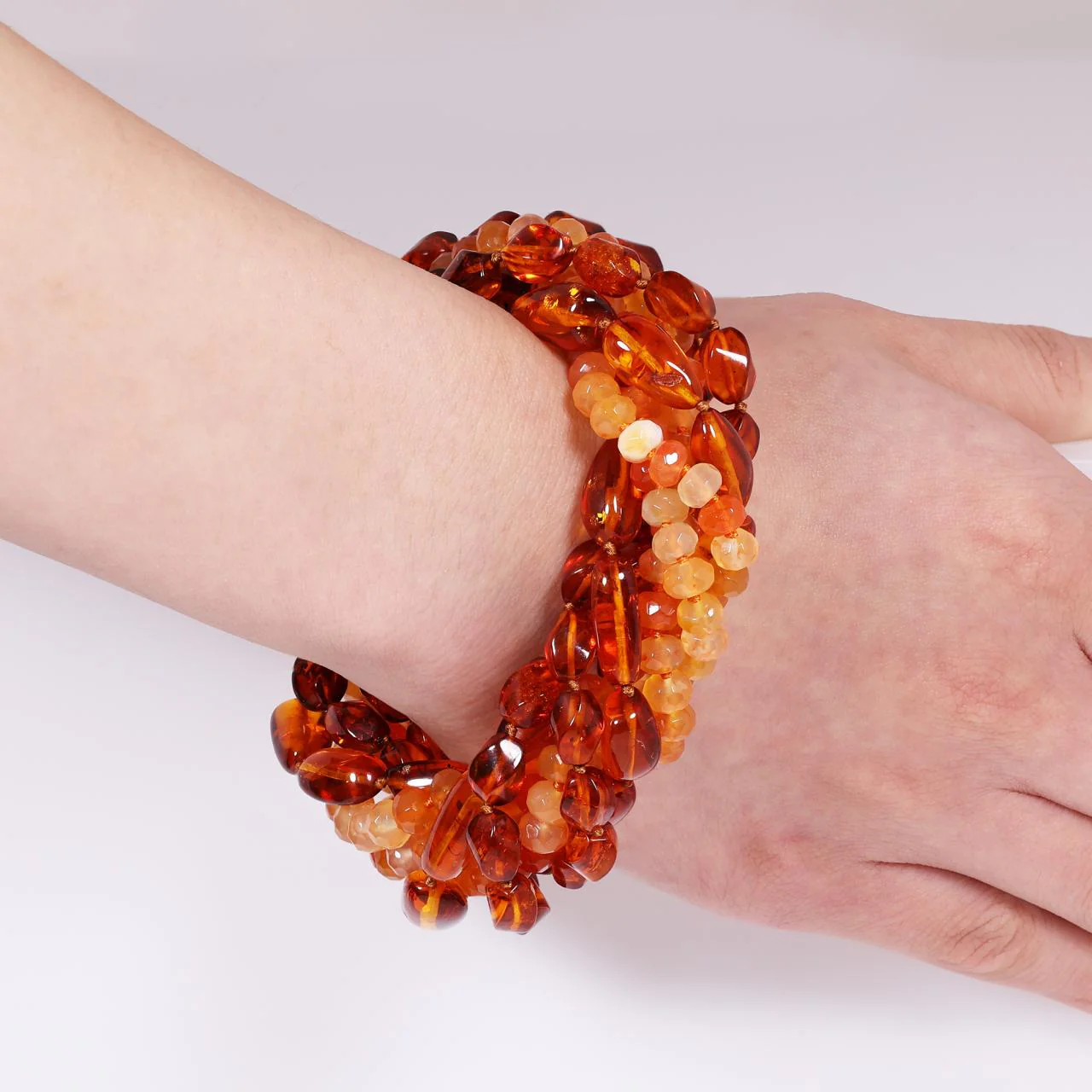 Amber and Chalcedony beaded bracelet from the Carmela Cerrone Collection - Image 3
