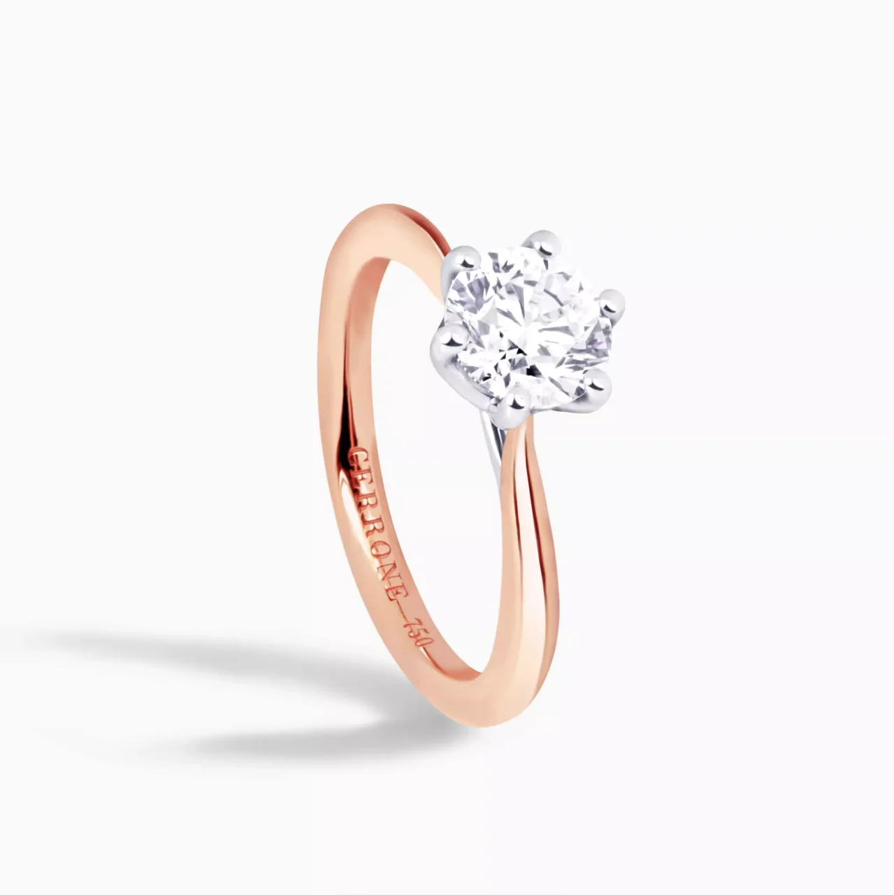 BARI 18ct rose and white gold six claw diamond solitaire engagement ring - Image 2