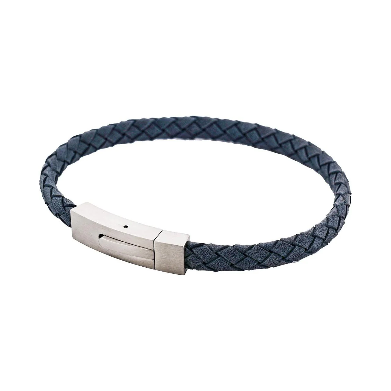 Braided Suede & Steel Calabria Bracelet ocean blue - Image 3