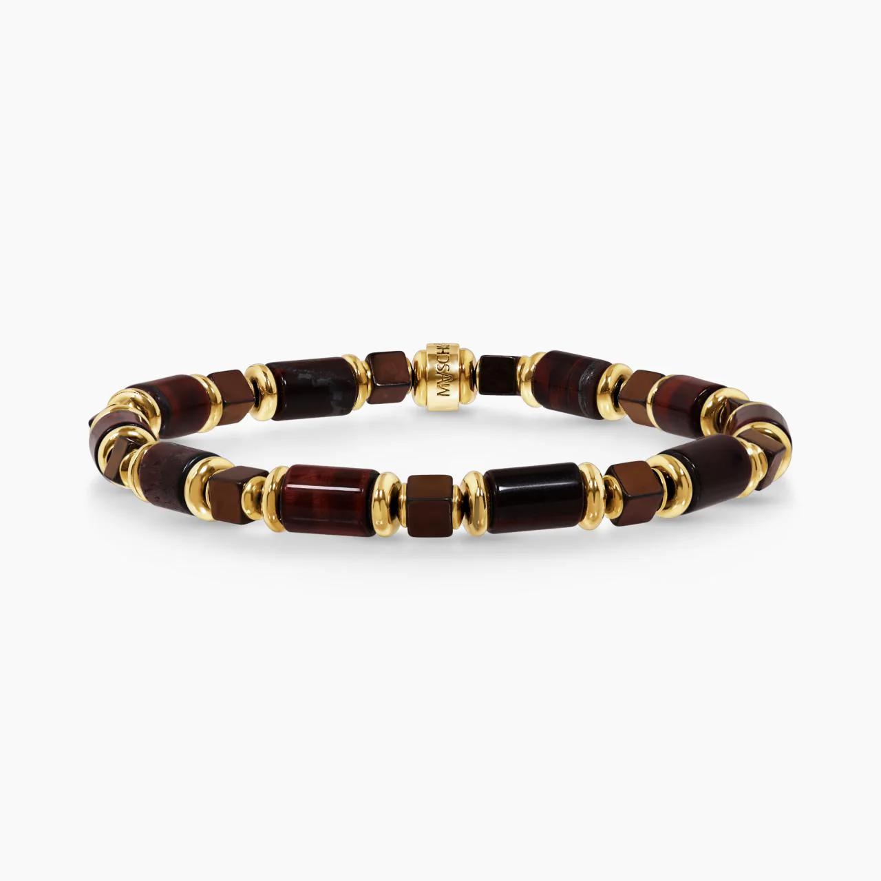Brown tiger eye and hematite beads bracelet with gold plated silver fittings from the Carmela Cerrone Collection