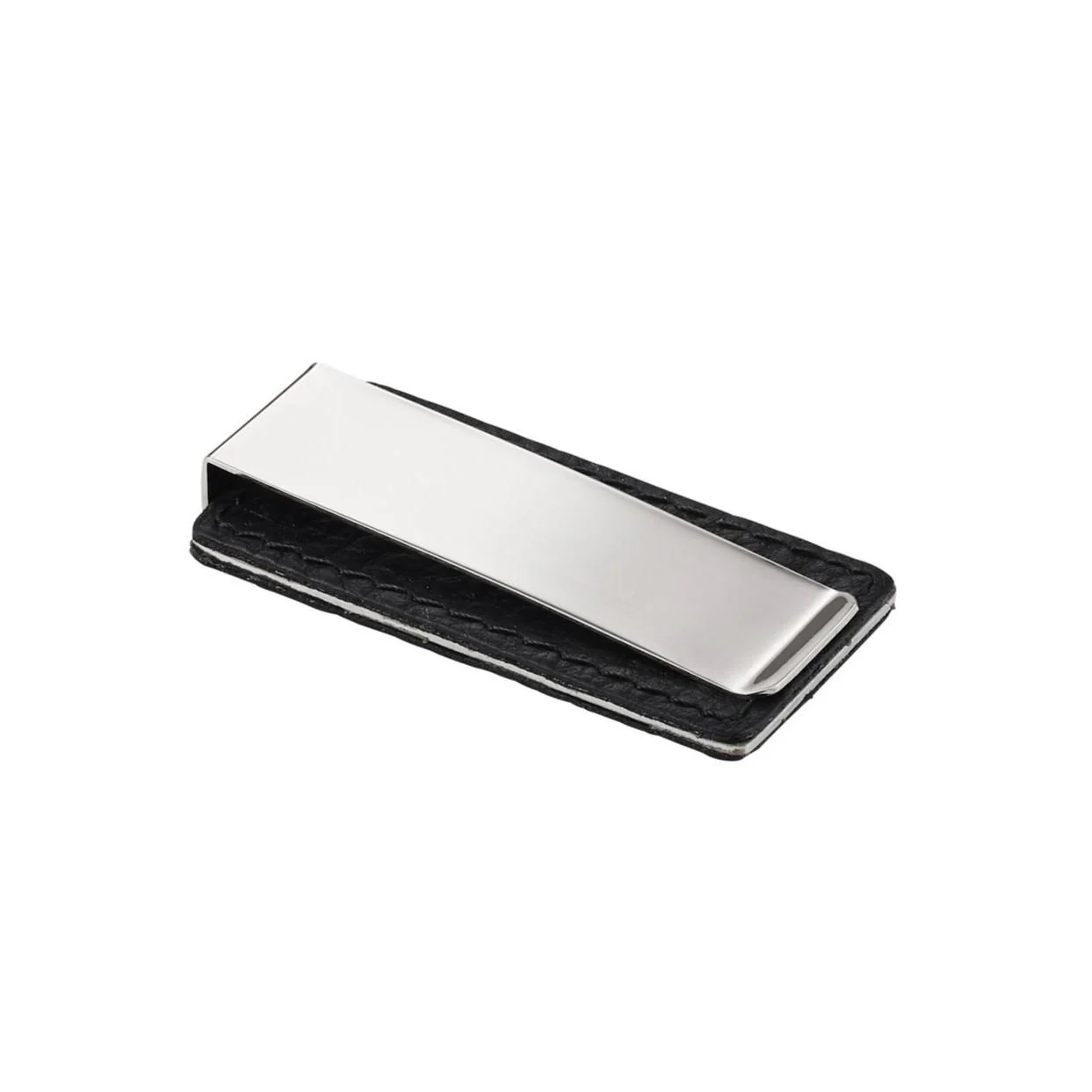 Brushed stainless steel money clip with PU leather - Image 4