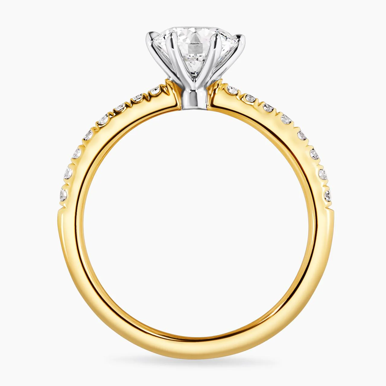 CAPRI DIA BAND 18ct yellow and white gold round brilliant cut diamond ring in a six claw setting with diamond band. GIA Cert - Image 4