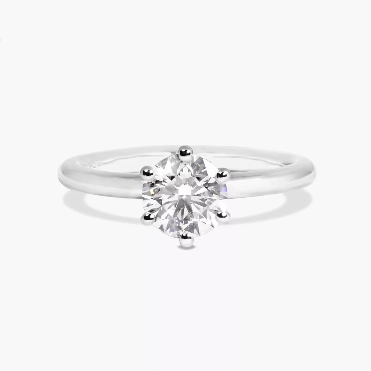 CAPRI Platinum round brilliant cut diamond six claw solitaire engagement ring