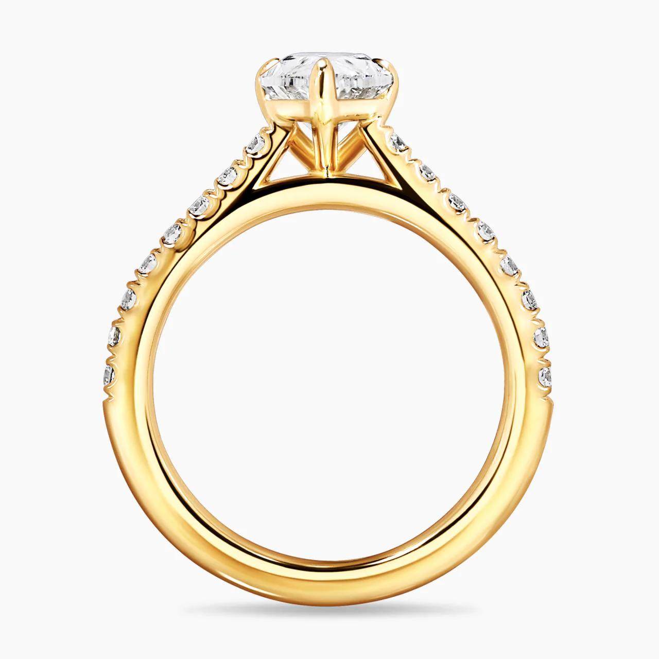 COMO 18ct yellow gold pear shaped diamond engagement ring in a three claw setting with diamonds on the band. GIA Cert - Image 3