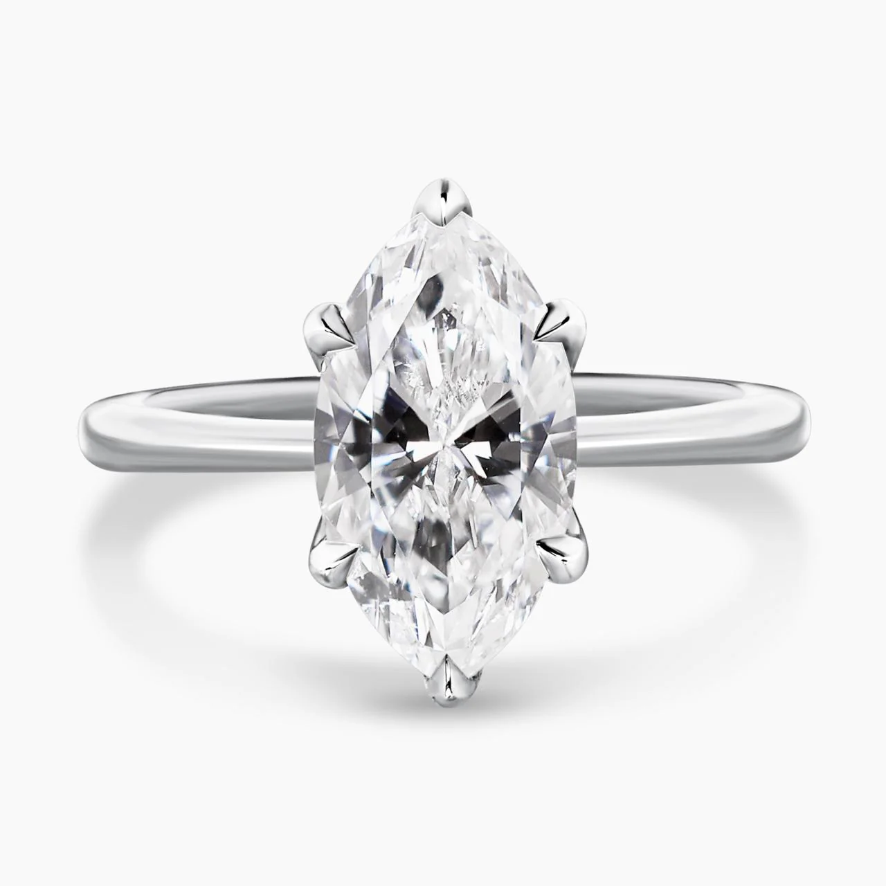 CORTINA - 18ct white gold 2.60ct E SI1 marquise cut solitaire diamond ring