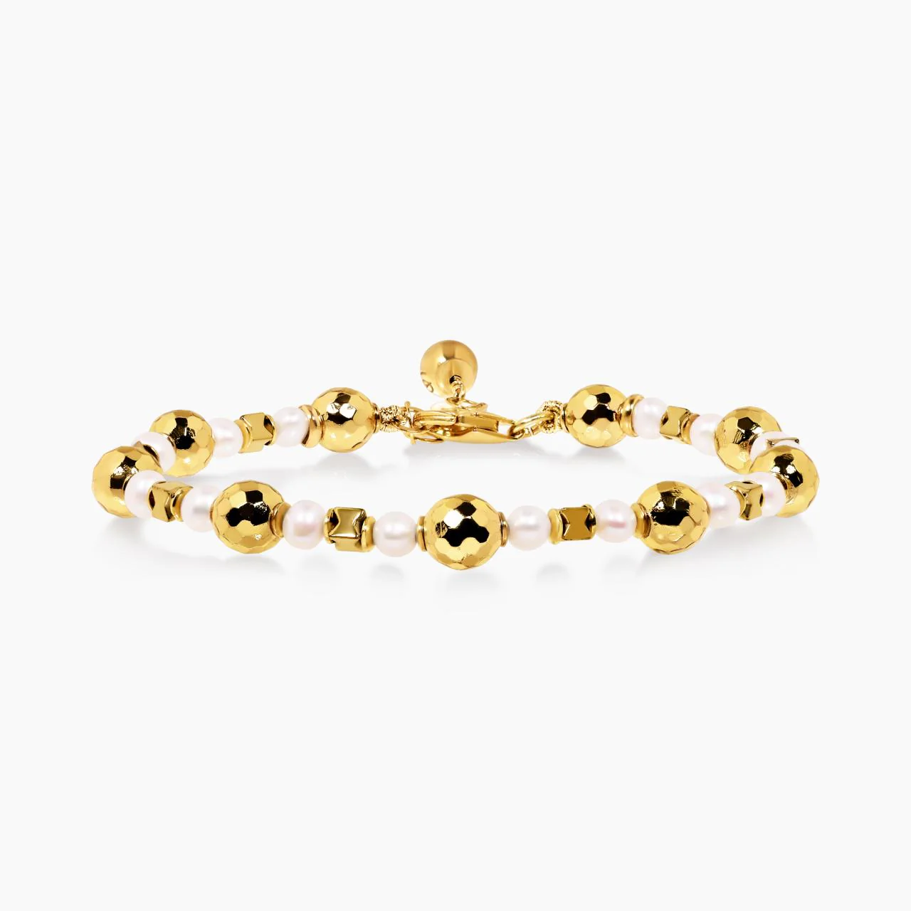 Fresh water pearl and hematite beads bracelet with gold plated silver fittings from the Carmela Cerrone Collection