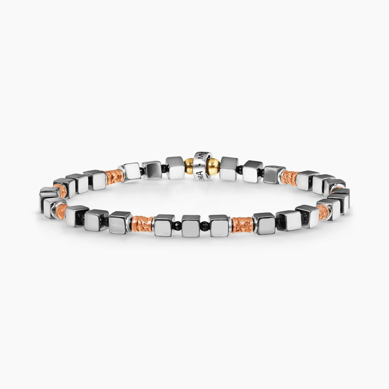 Hematite beads bracelet with gold plated silver fittings from the Carmela Cerrone Collection