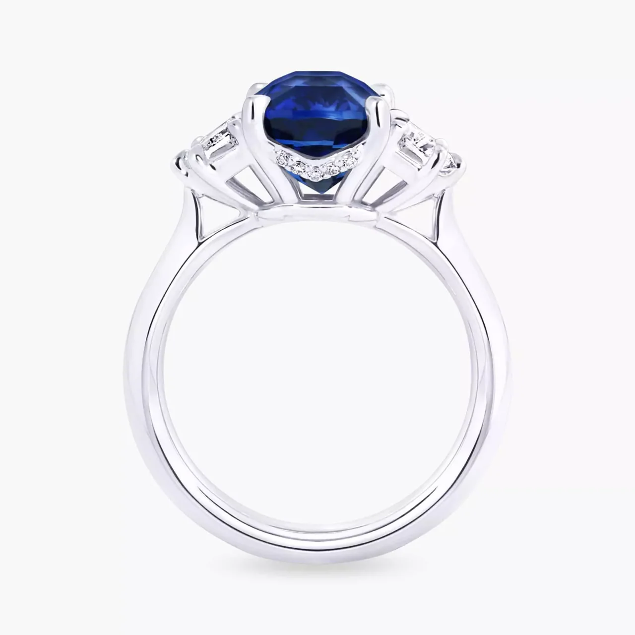 LAKE COMO – 18ct white gold 4.64ct cushion cut Ceylon sapphire and diamond ring. - Image 2