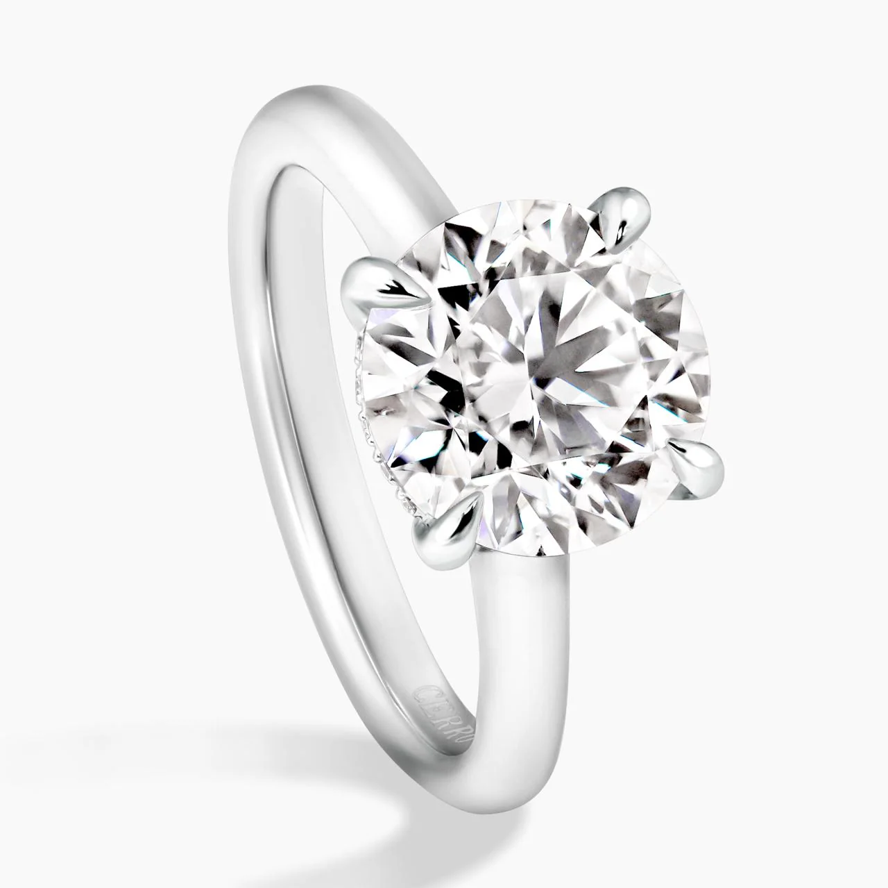 MILAN Up swept 18ct white gold lab grown and mined diamond hidden halo engagement ring - Image 2