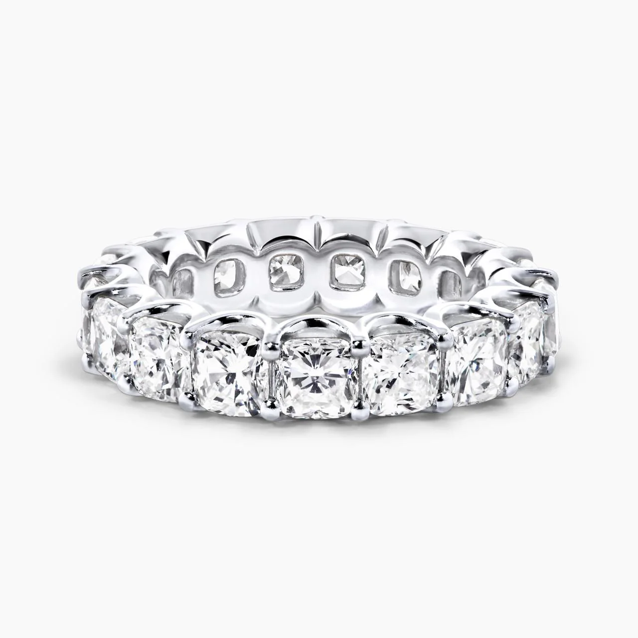 Platinum cushion cut diamond full circle ring