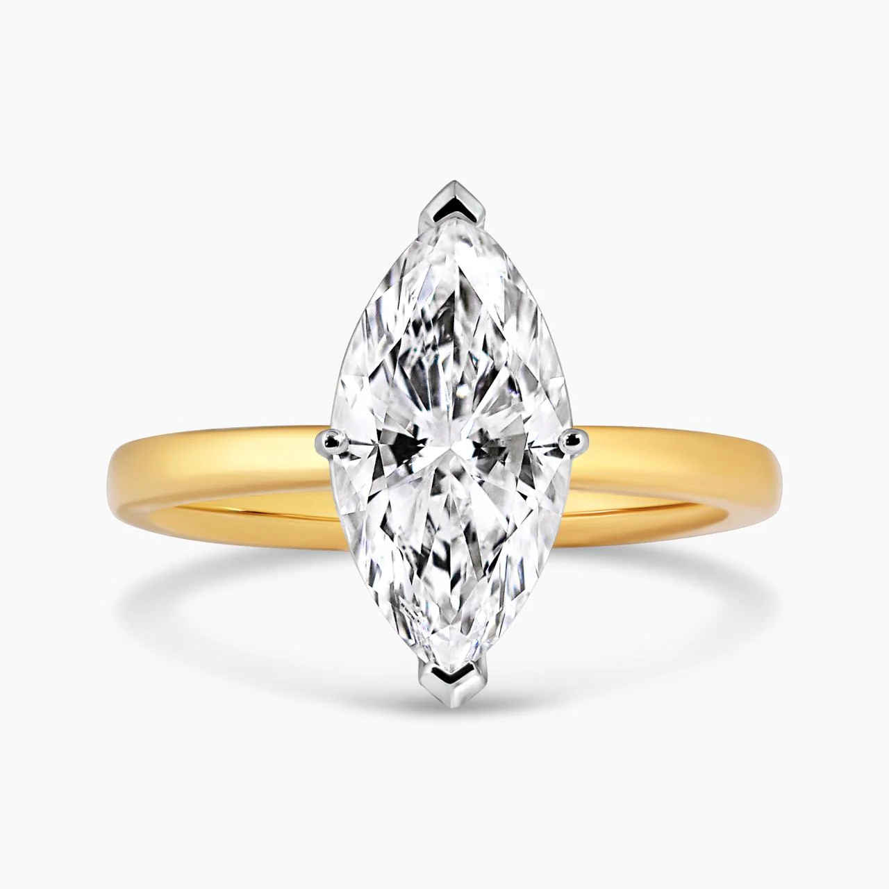 POSITANO 18ct yellow and white gold 2.46ct E VVS1 Marquise LAB Grown Diamond solitaire engagement ring