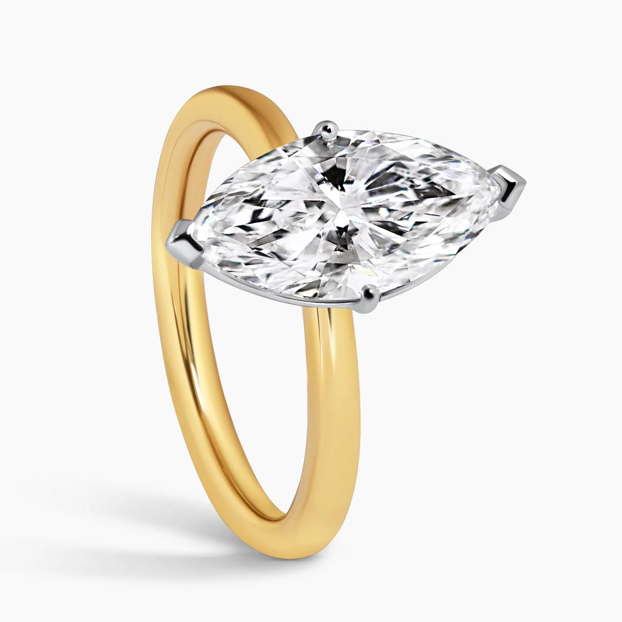 POSITANO 18ct yellow and white gold 2.46ct E VVS1 Marquise LAB Grown Diamond solitaire engagement ring - Image 2