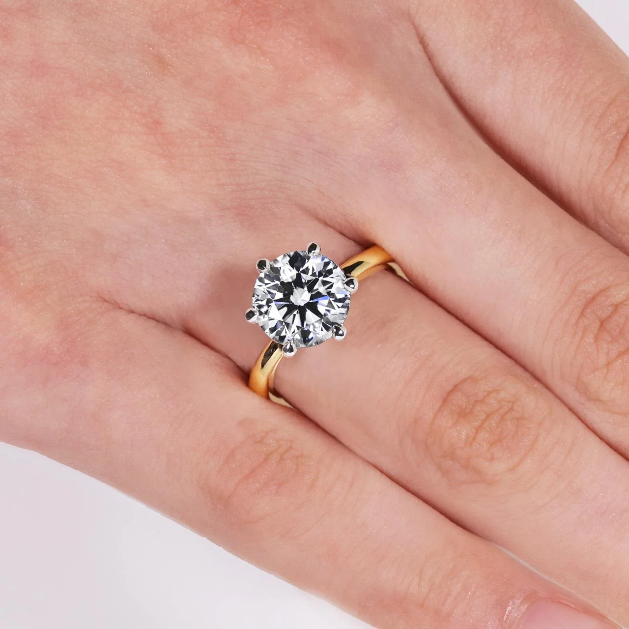 POSITANO 18ct yellow and white gold 3.20ct D VVS2 round brilliant cut LAB Grown diamond six claw solitaire engagement ring - Image 2