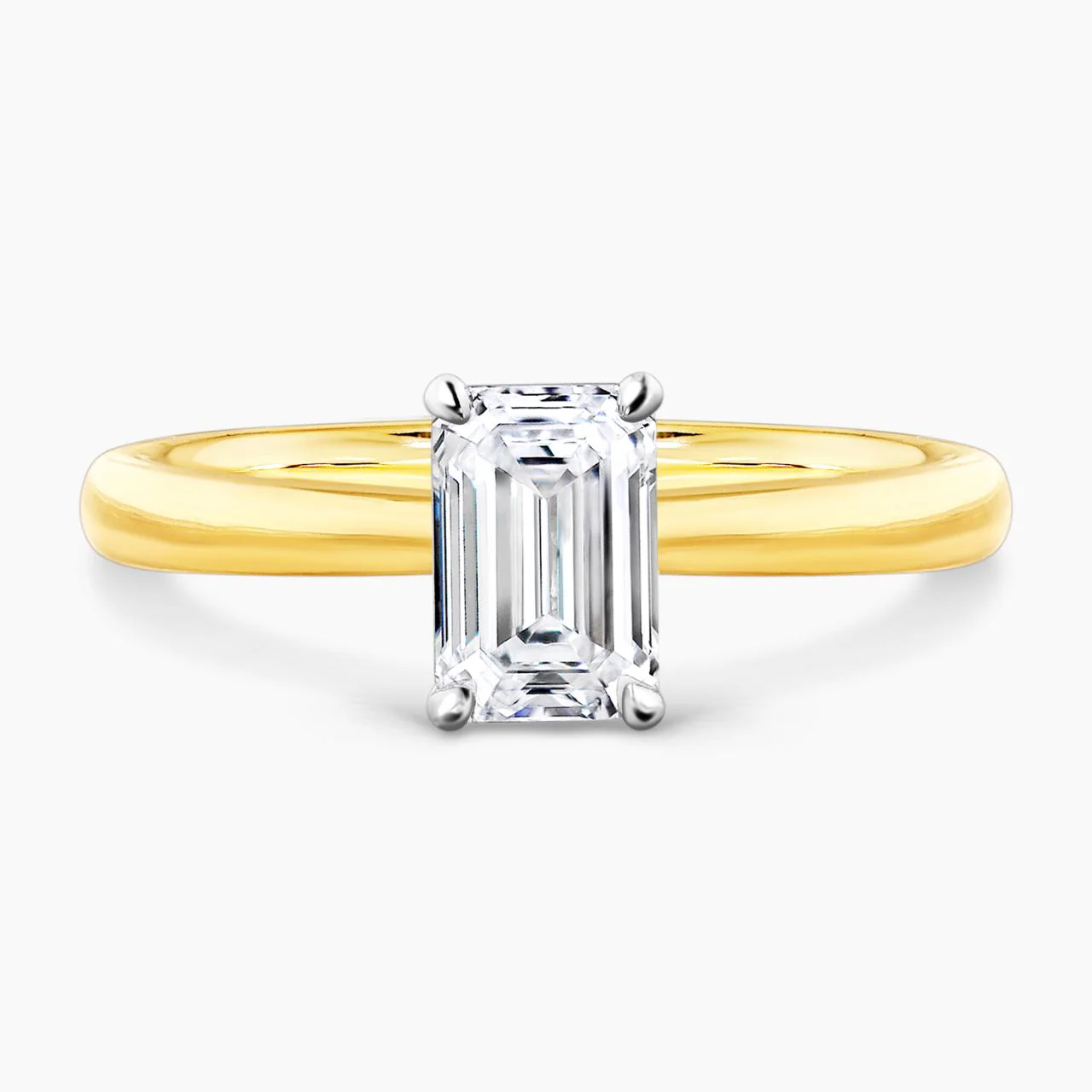 POSITANO-18ct yellow and white gold diamond solitaire engagement ring in a four claw setting. GIA Cert