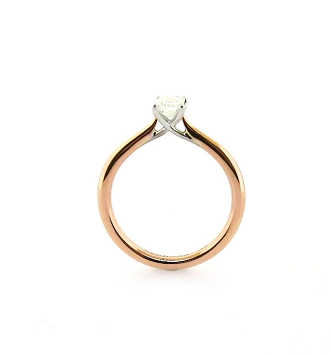 PUGLIA 18ct rose and white gold emerald cut diamond cross over underail engagement ring - Image 2