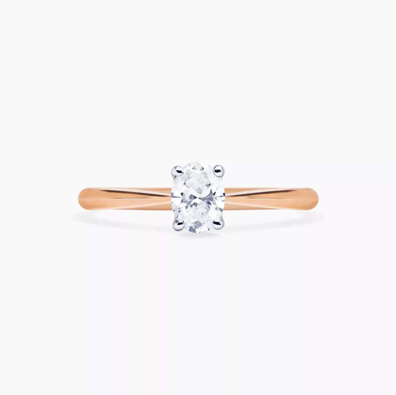 PUGLIA 18ct rose and white gold oval brilliant cut diamond cross over underail engagement ring