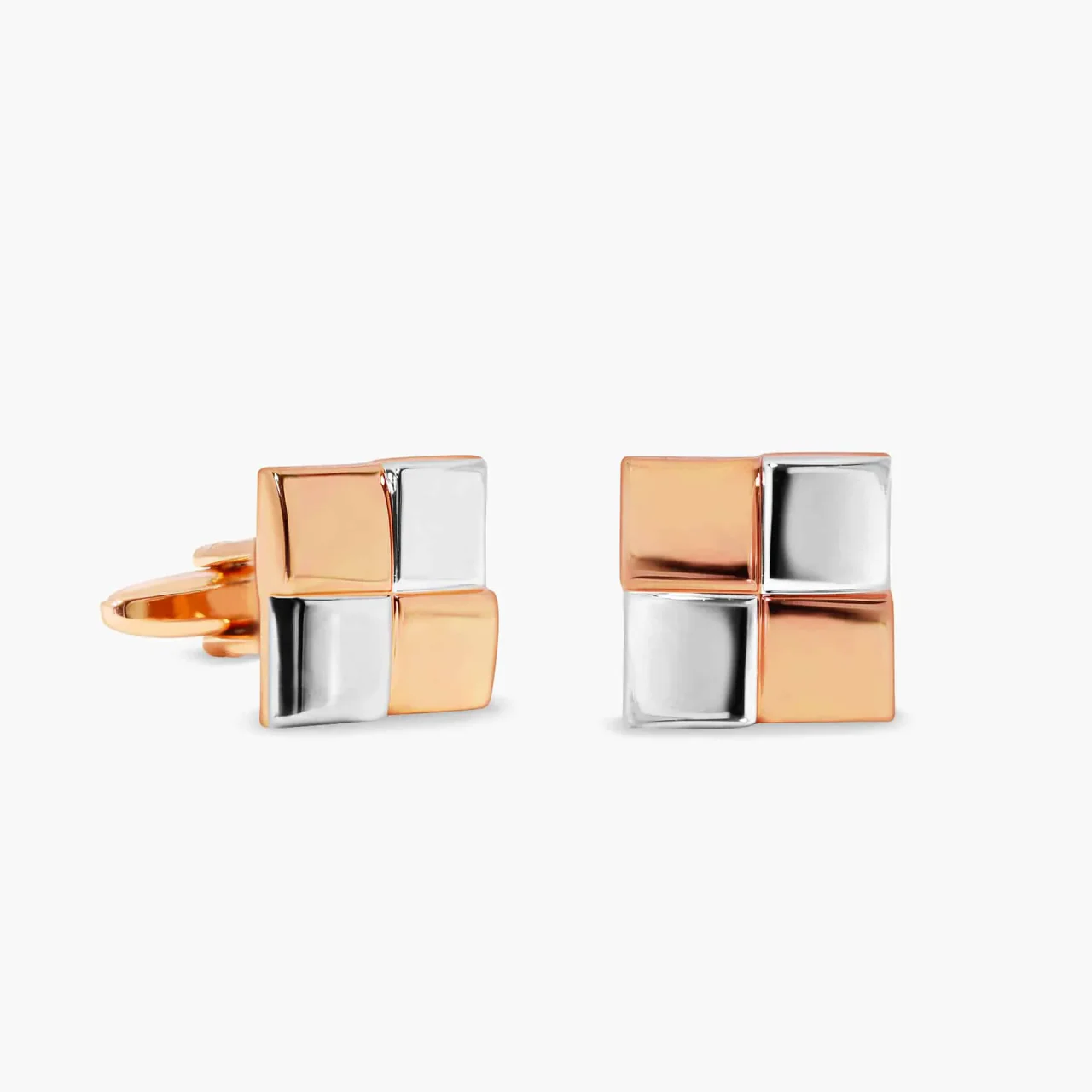 Rhodium plated rose gold square cufflinks - Image 4