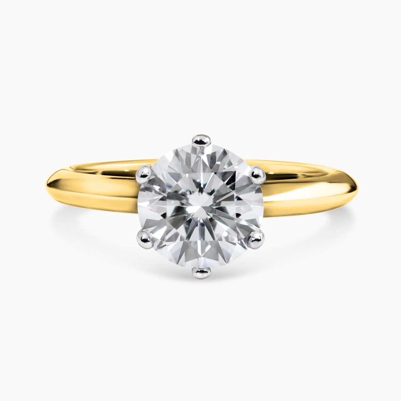 ROME 18ct yellow and white gold  2.23ct D VS1 LAB Grown round brilliant cut diamond six claw solitaire engagement ring