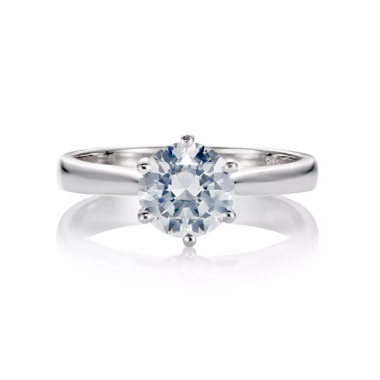 SIENA 18ct white gold round solitaire diamond engagement ring six claw setting