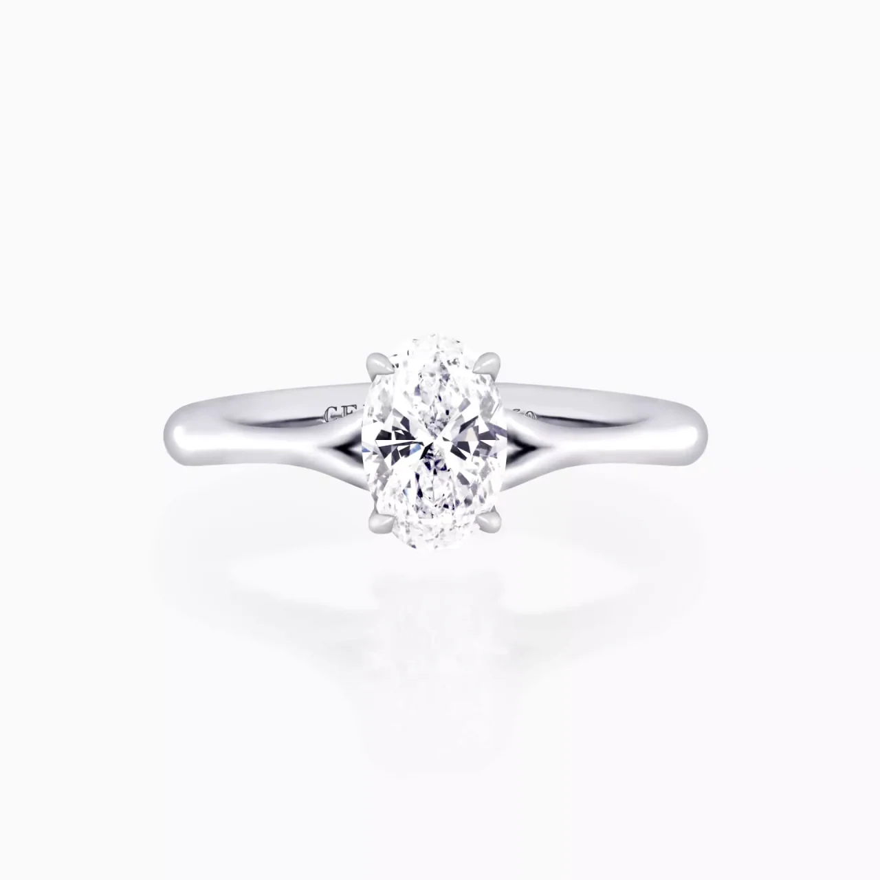 SORRENTO 18ct white gold oval brilliant cut diamond solitaire split band engagement ring - Image 2