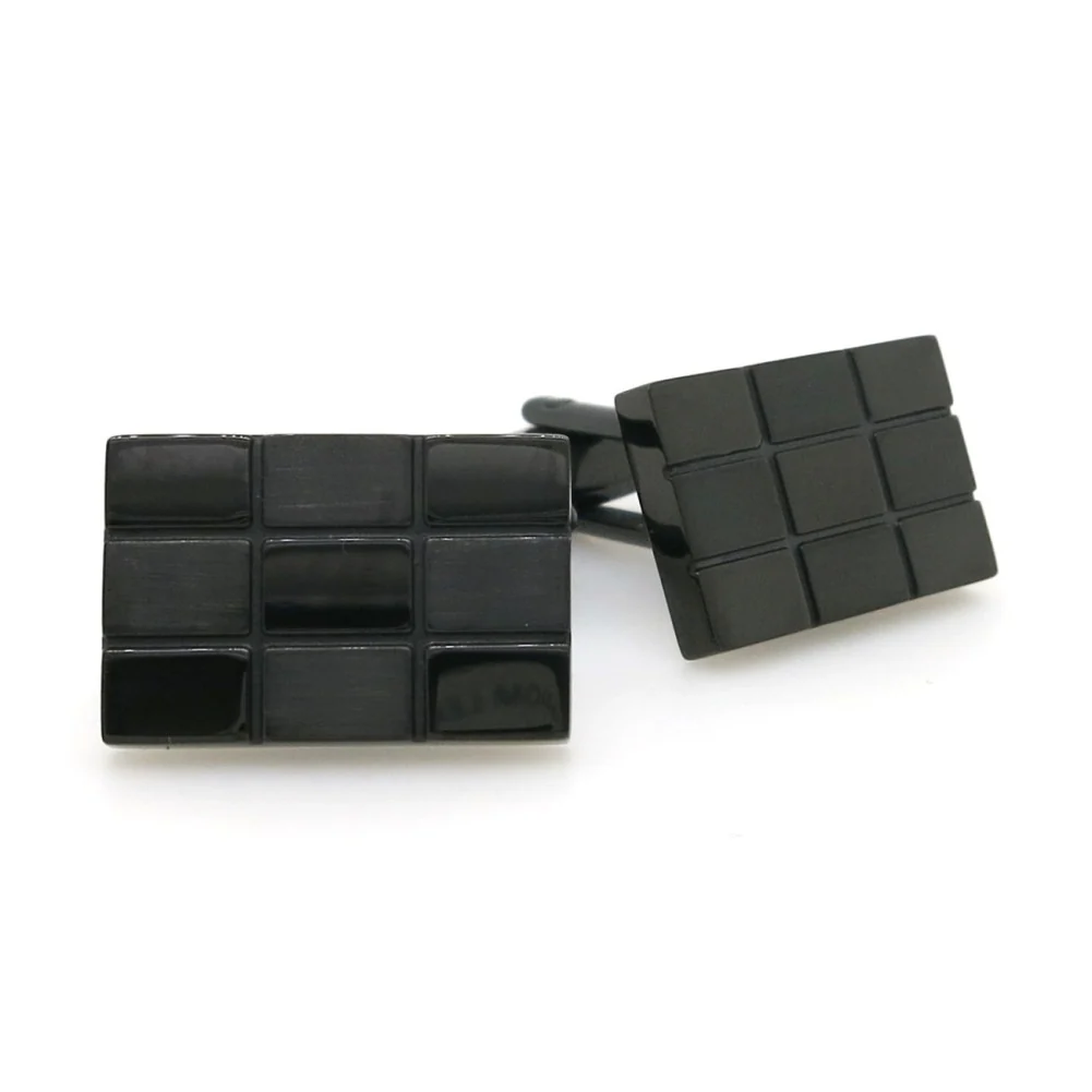 Stainless steel plated black rectangular cufflinks - Image 6