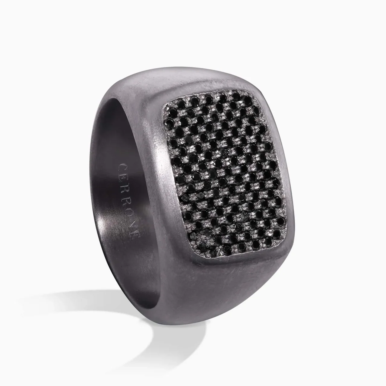 Tantalum and black diamond pave set signet ring - Image 3