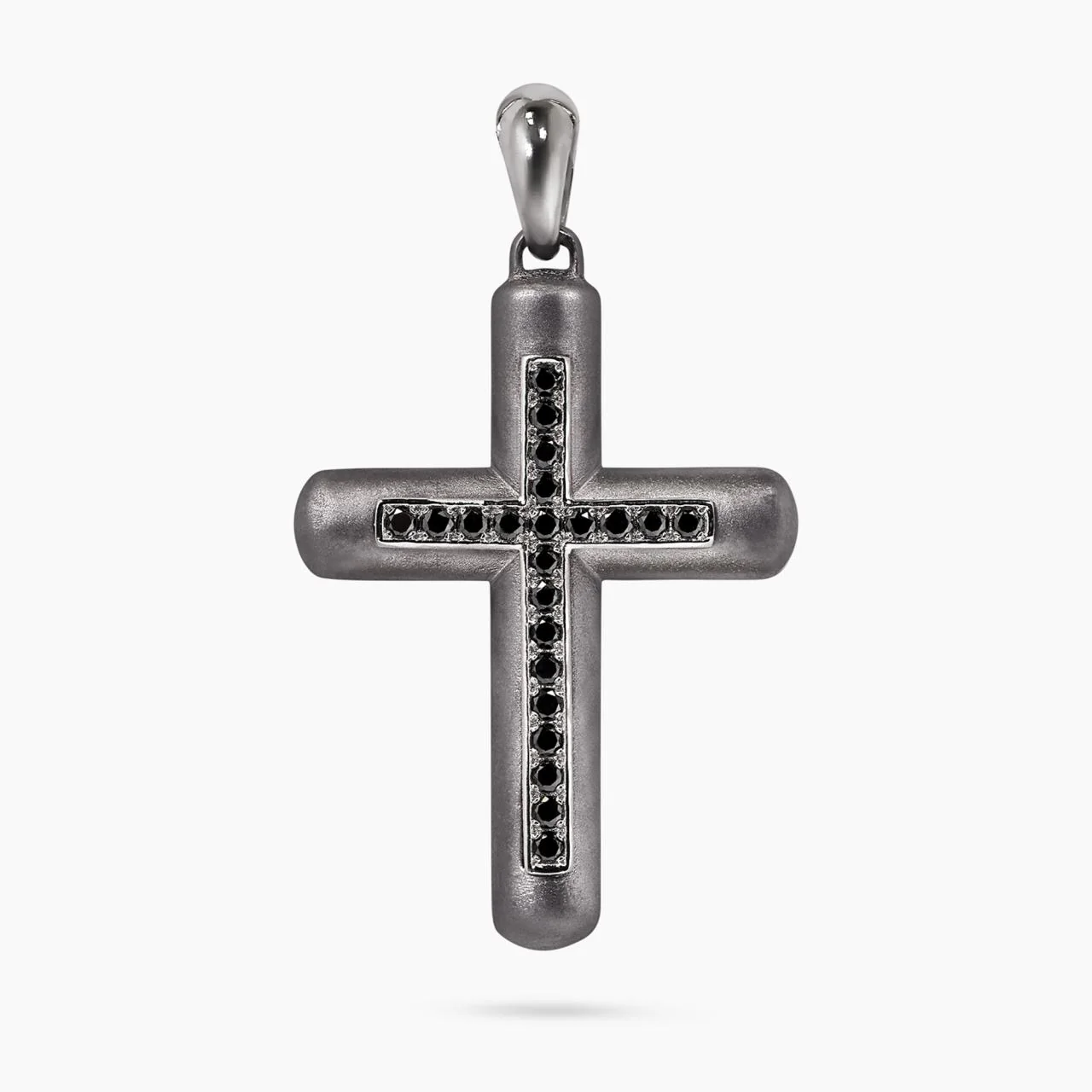 Tantalum & platinum black diamond cross