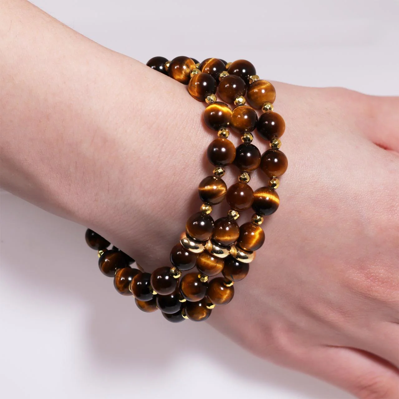 Tiger eye beads bracelet with gold plated silver fittings from the Carmela Cerrone Collection - Image 2