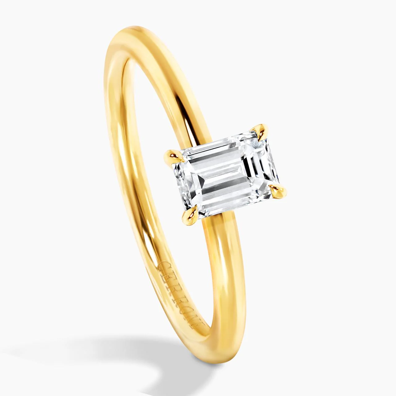 TORINO 18ct yellow gold 0.50ct emerald cut solitaire ring in a four claw setting - Image 3